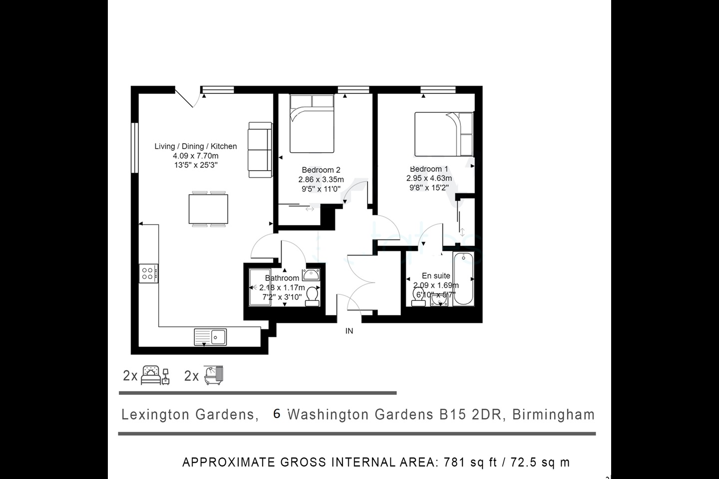 2 Bed Flat, Washington Apartments, B15
