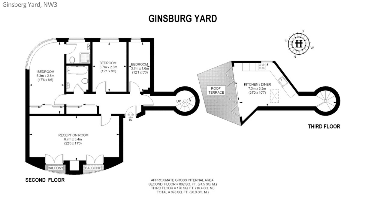 3 Bed Penthouse, Ginsburg Yard, NW3